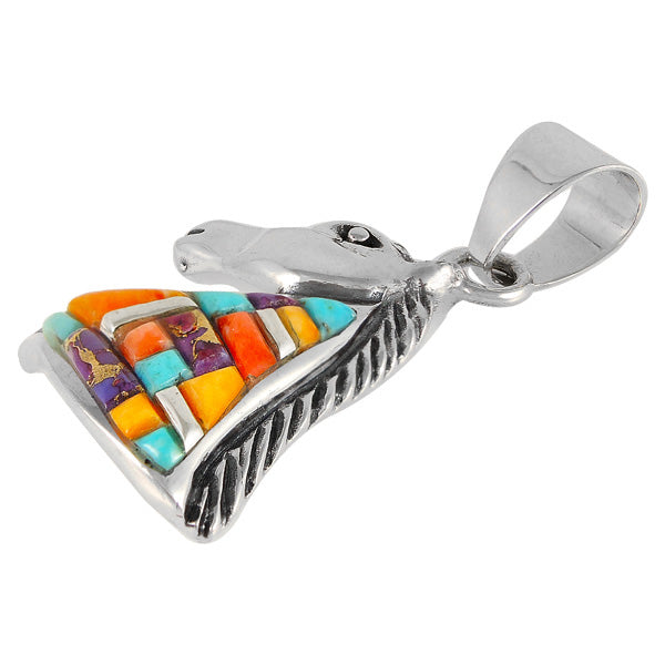 Horse Multicolor Pendant Sterling Silver P3114-C51