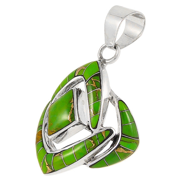 Sterling Silver Pendant Green Turquoise P3115-C06