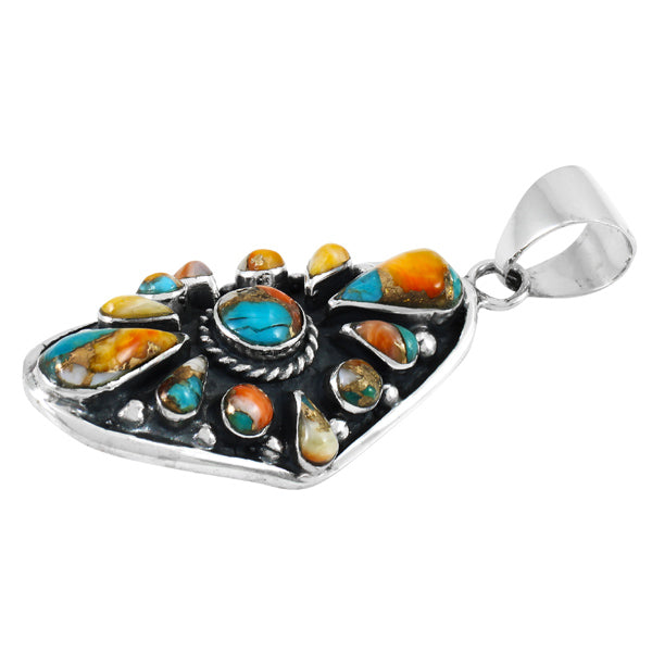 Spiny Turquoise Pendant Sterling Silver P3116-C89