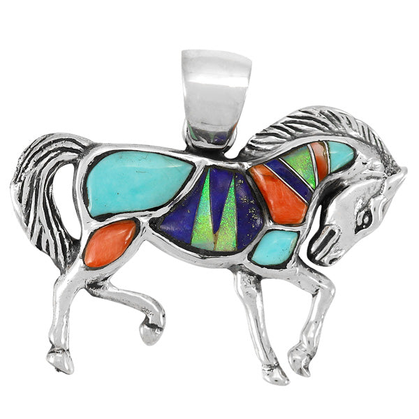Sterling Silver Horse Pendant Multicolor P3125-C00