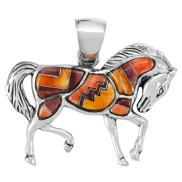 Sterling Silver Horse Pendant Multicolor P3125-C37