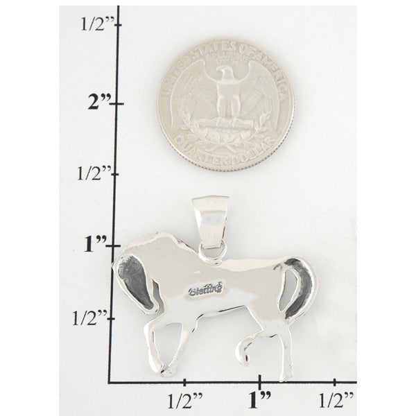 Matrix Turquoise Horse Pendant Sterling Silver P3125-C84