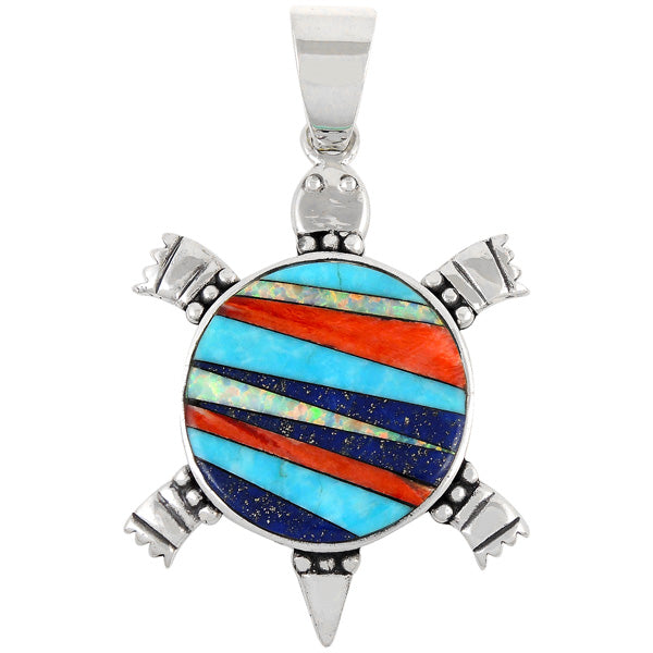 Sterling Silver Turtle Pendant Multicolor P3128-C00