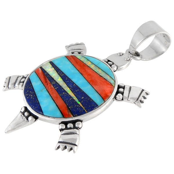 Sterling Silver Turtle Pendant Multicolor P3128-C00