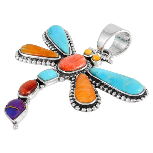 Multicolor Dragonfly Pendant Sterling Silver P3265-C71