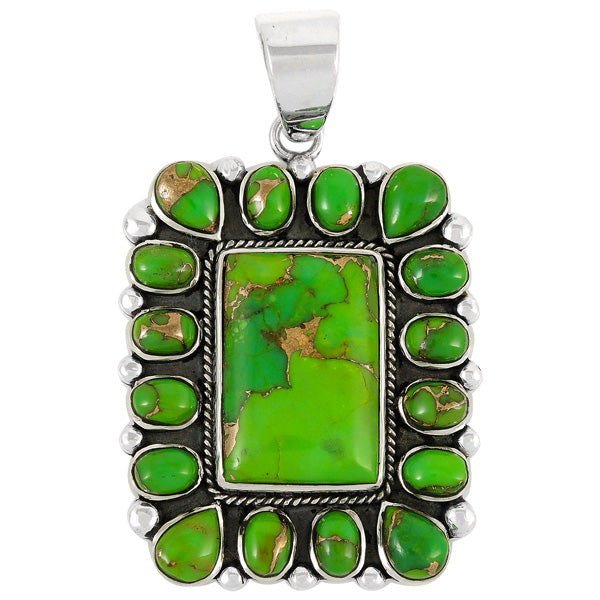 Green Turquoise Pendant Sterling Silver P3136-C76