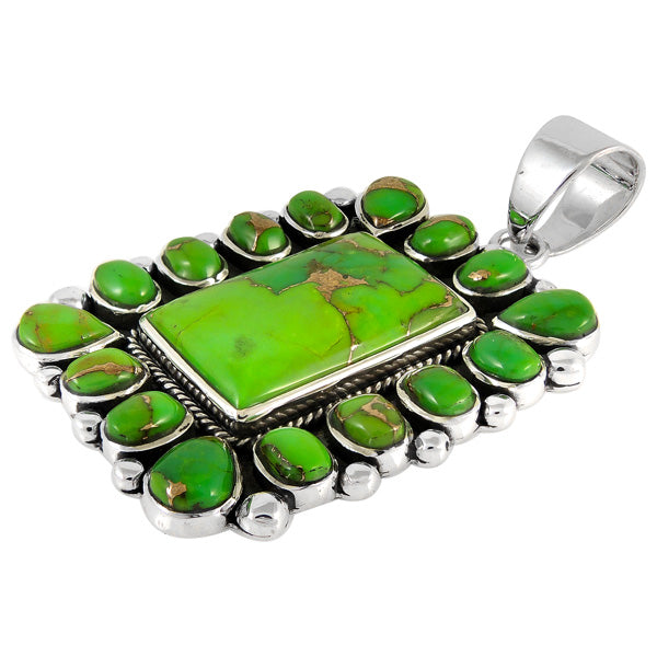 Green Turquoise Pendant Sterling Silver P3136-C76