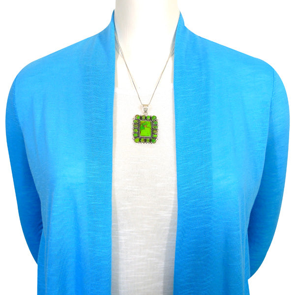 Green Turquoise Pendant Sterling Silver P3136-C76
