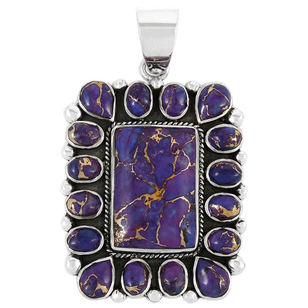 Purple Turquoise Pendant Sterling Silver P3136-C77