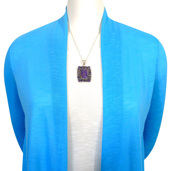 Purple Turquoise Pendant Sterling Silver P3136-C77