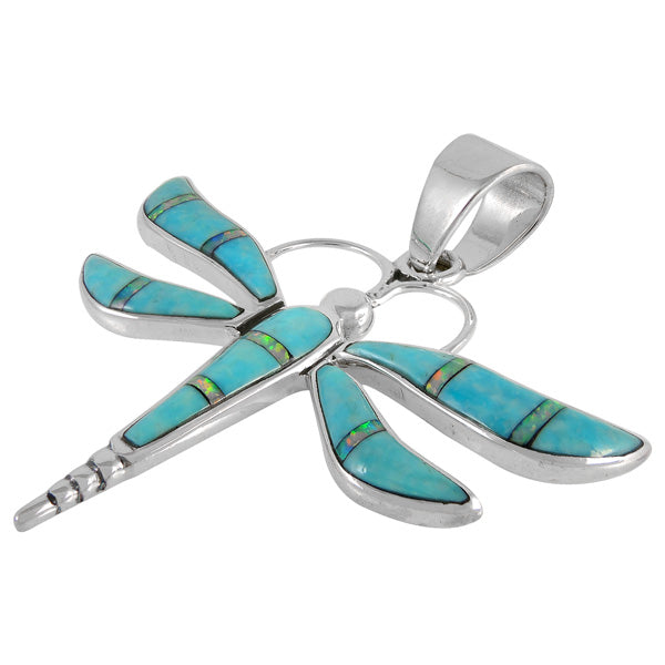 Sterling Silver Dragonfly Pendant Turquoise P3138-C21