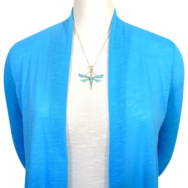 Sterling Silver Dragonfly Pendant Turquoise P3138-C21