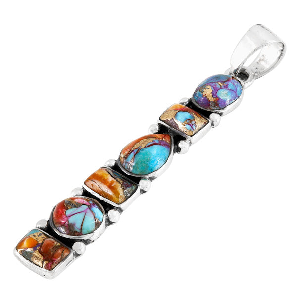 Rainbow Spiny Turquoise Pendant Sterling Silver P3140-C91