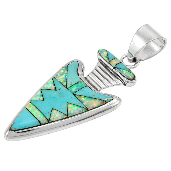 Sterling Silver Arrowhead Pendant Turquoise P3145-C21B