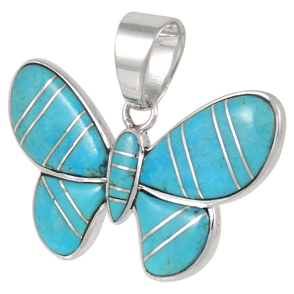 Sterling Silver Butterfly Pendant Turquoise P3146-C05