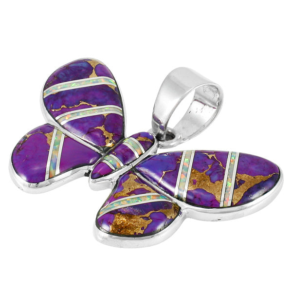 Purple Turquoise Butterfly Pendant Sterling Silver P3146-C23