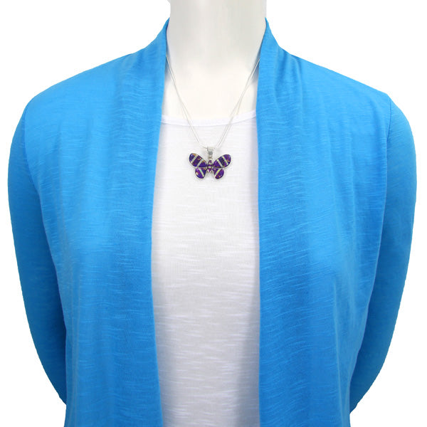 Purple Turquoise Butterfly Pendant Sterling Silver P3146-C23