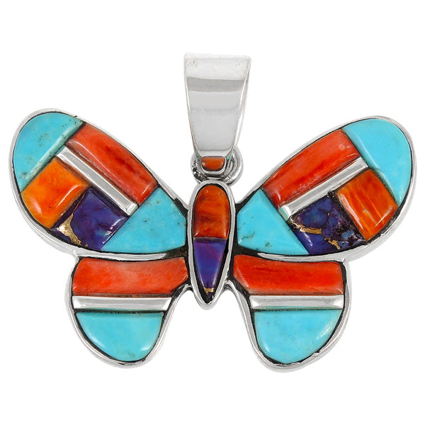 Sterling Silver Butterfly Pendant Multicolor P3146-C51