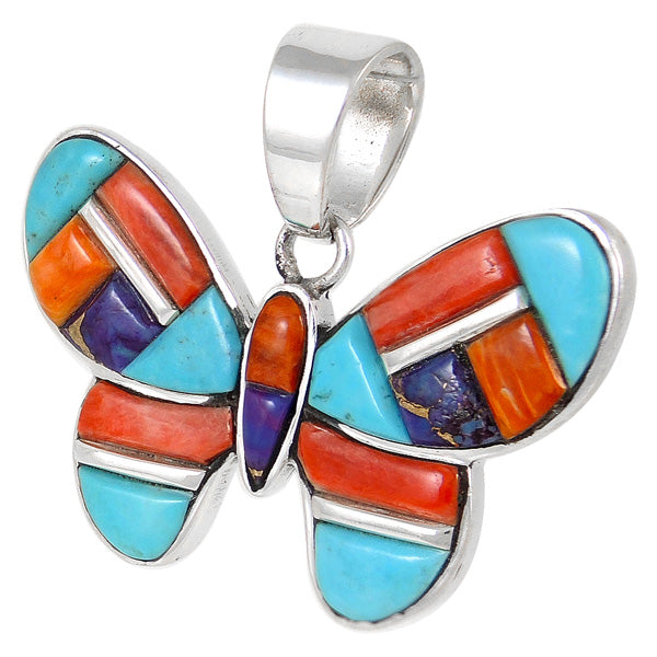 Sterling Silver Butterfly Pendant Multicolor P3146-C51