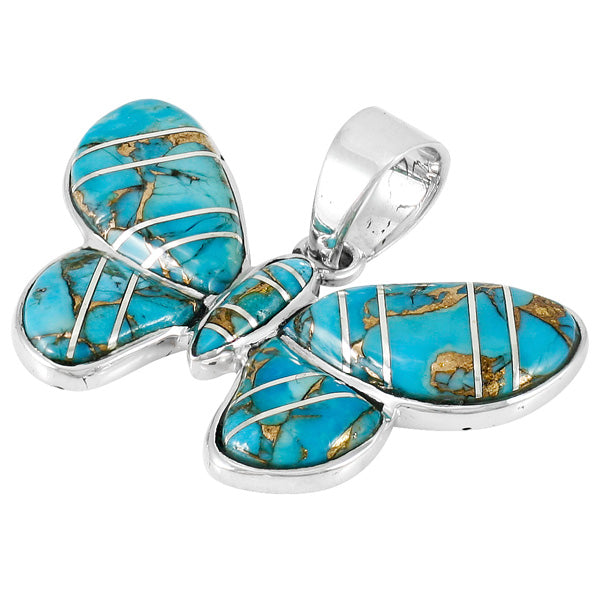 Matrix Turquoise Butterfly Pendant Sterling Silver P3146-C84