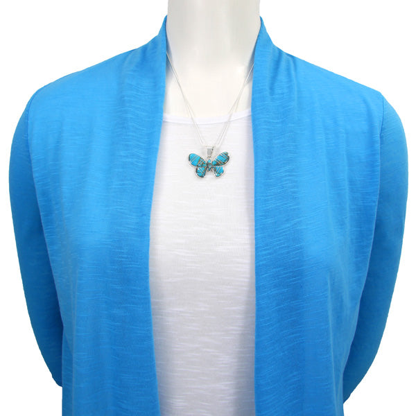 Matrix Turquoise Butterfly Pendant Sterling Silver P3146-C84