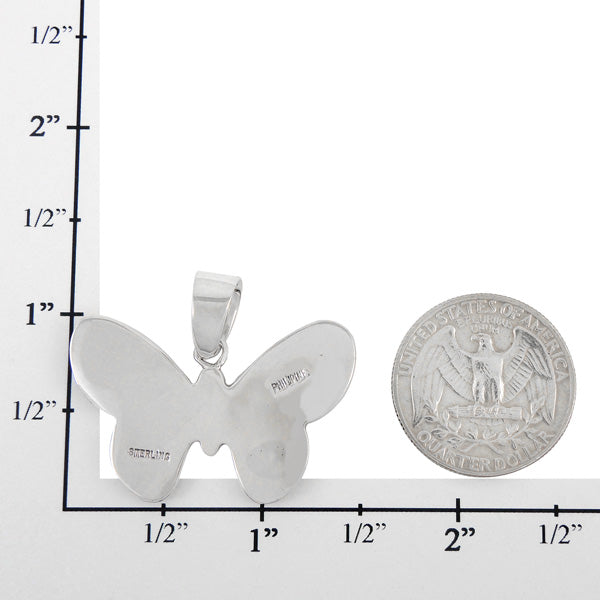Sterling Silver Butterfly Pendant Turquoise P3146-C05