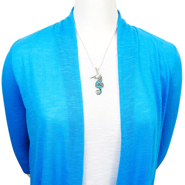 Sterling Silver Sea Horse Pendant Matrix Turquoise P3149-LG-C84