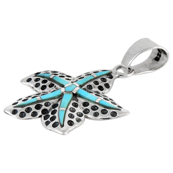 Sterling Silver Star Fish Pendant Turquoise P3151-SM-C05