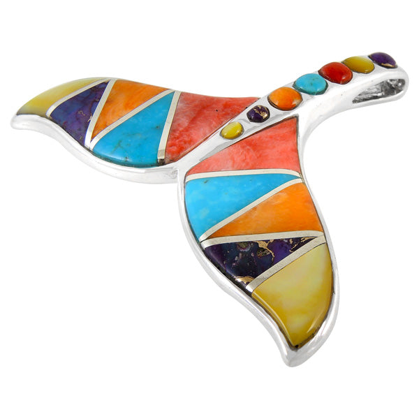 Sterling Silver Whale Tail Pendant Multicolor P3157-C01