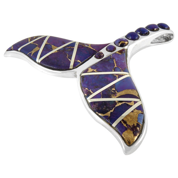 Sterling Silver Whale Tail Pendant Purple Turquoise P3157-C07