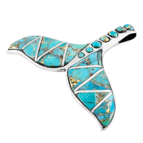 Matrix Turquoise Whale Tail Pendant Sterling Silver P3157-C84
