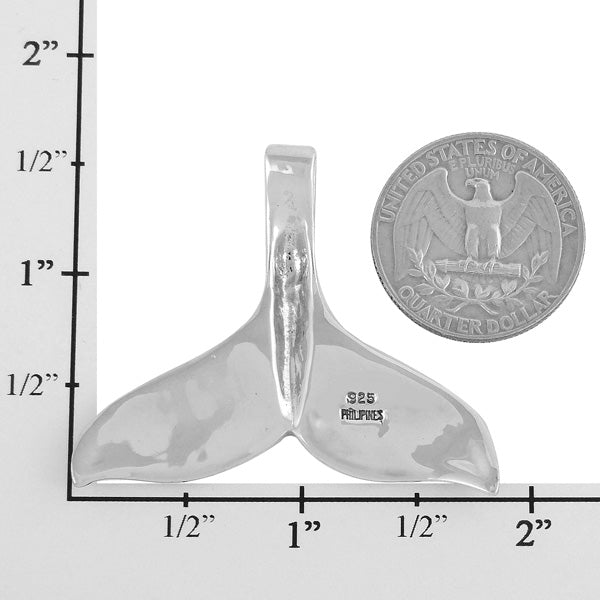 Sterling Silver Whale Tail Pendant Turquoise P3157-C05