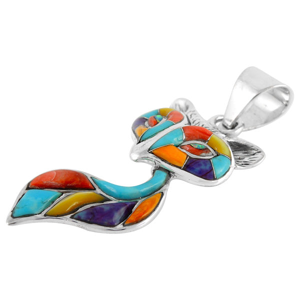 Sterling Silver Fox Pendant Multicolor P3160-C01