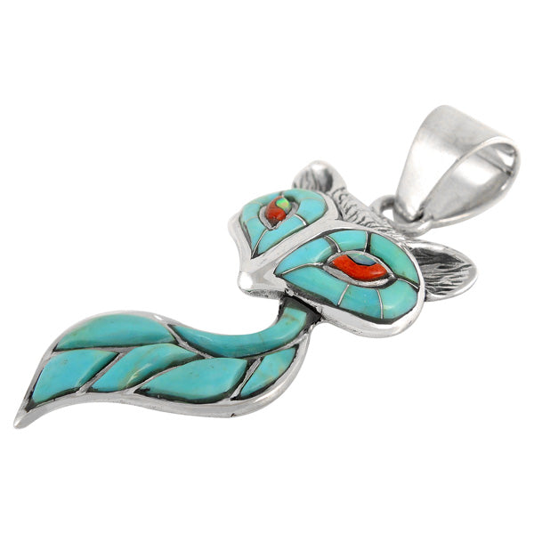 Sterling Silver Fox Pendant Turquoise P3160-C05