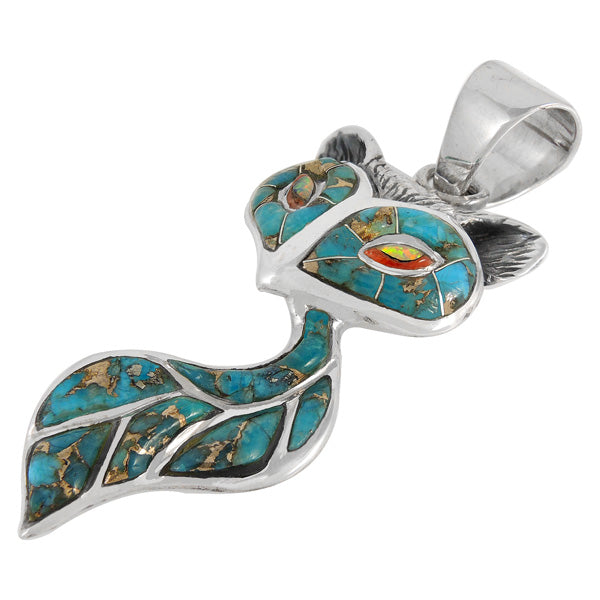 Sterling Silver Fox Pendant Matrix Turquoise P3160-C84