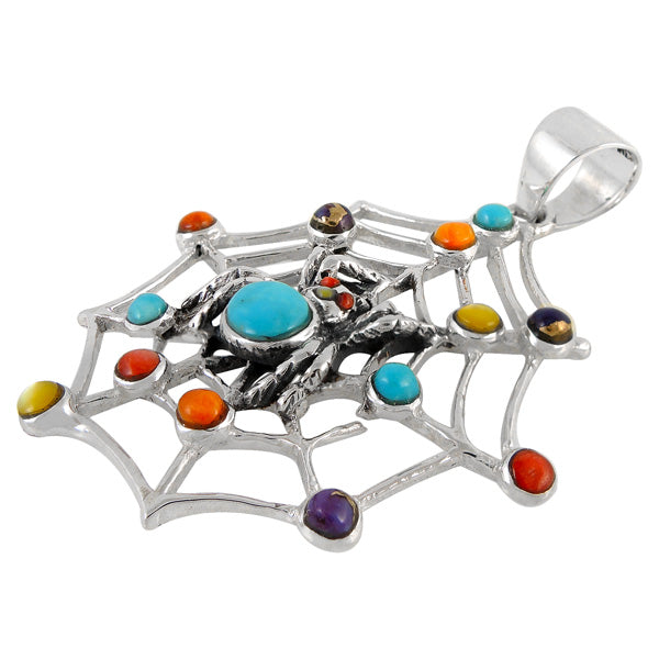Sterling Silver Spider Pendant Multicolor P3166-SM-C01