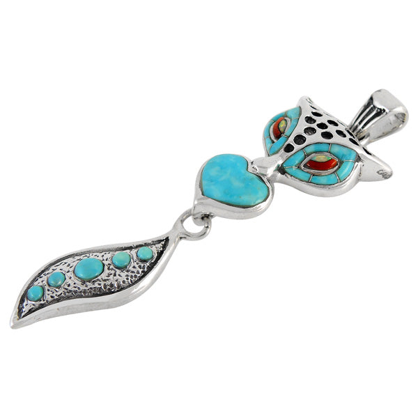 Sterling Silver Fox Pendant Turquoise P3168-C05