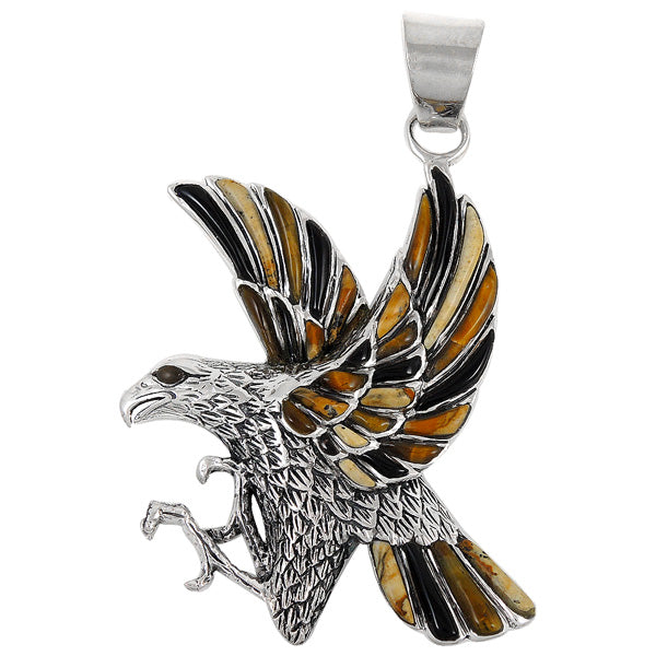 Sterling Silver Eagle Pendant Multicolor P3170-C34-MED