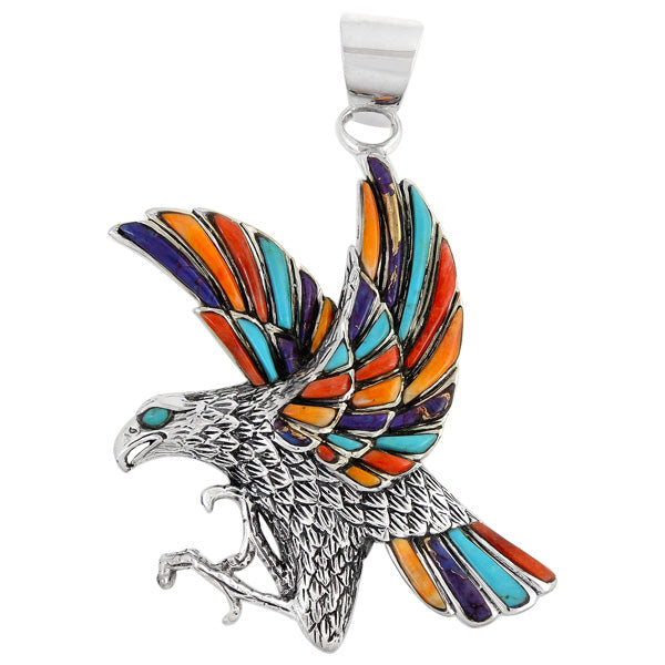 Sterling Silver Eagle Pendant Multicolor P3170-C71-MED