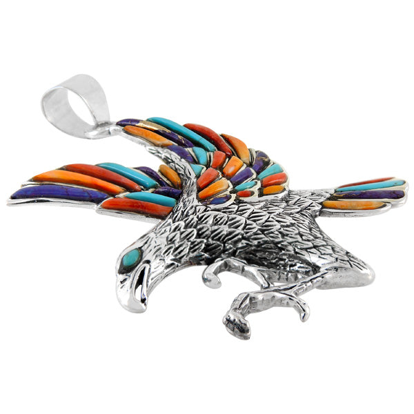 Sterling Silver Eagle Pendant Multicolor P3170-C71-MED