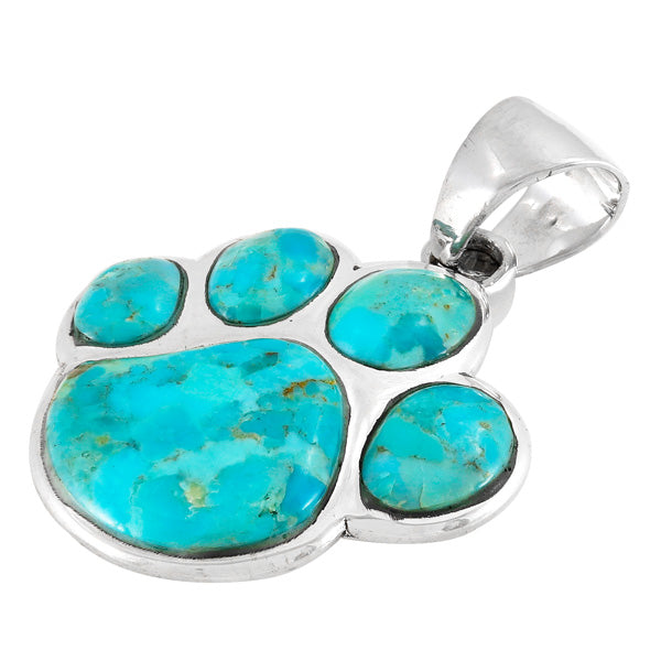 Sterling Silver Paw Pendant Turquoise P3178-C75