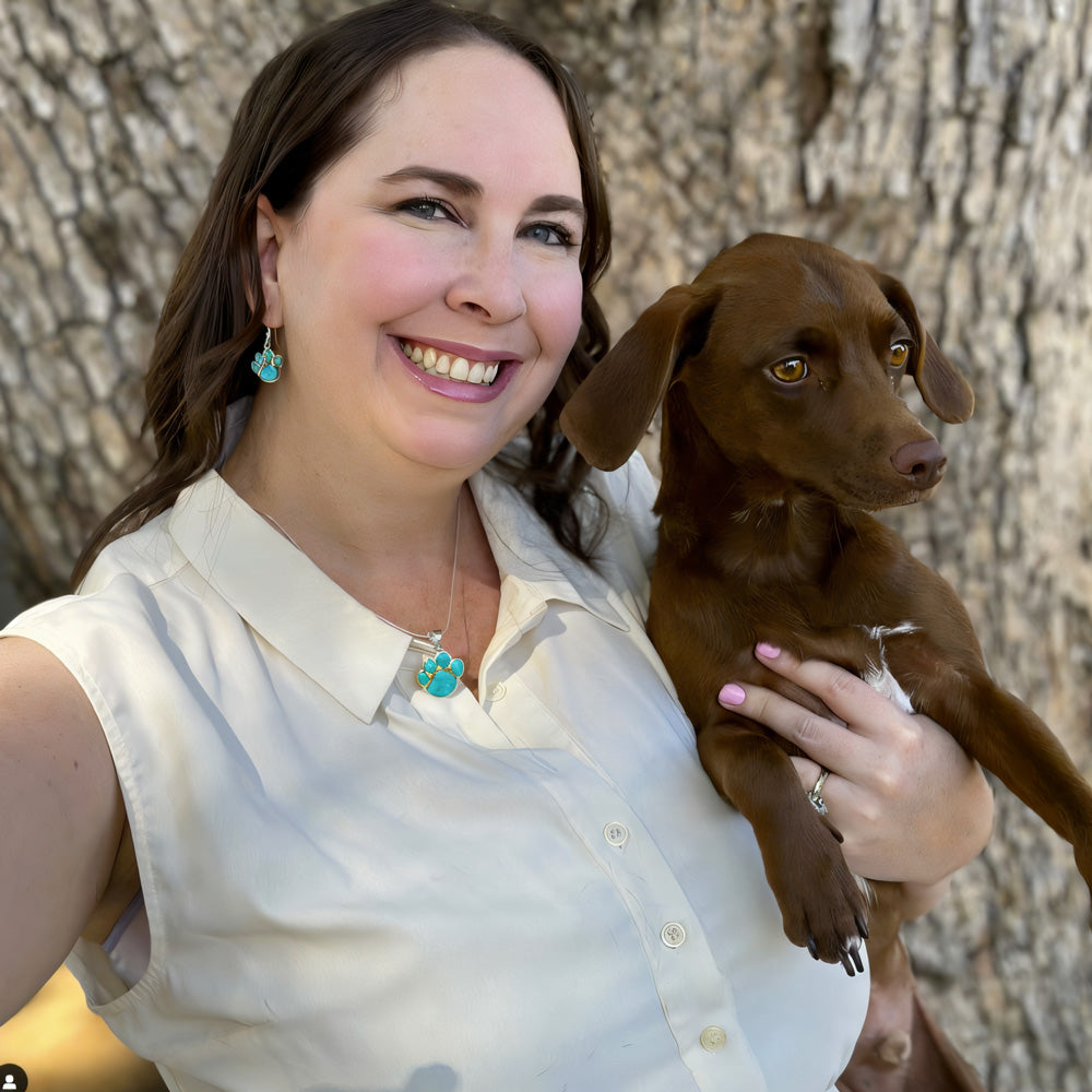 Sterling Silver Paw Earrings Turquoise E1240-C75
