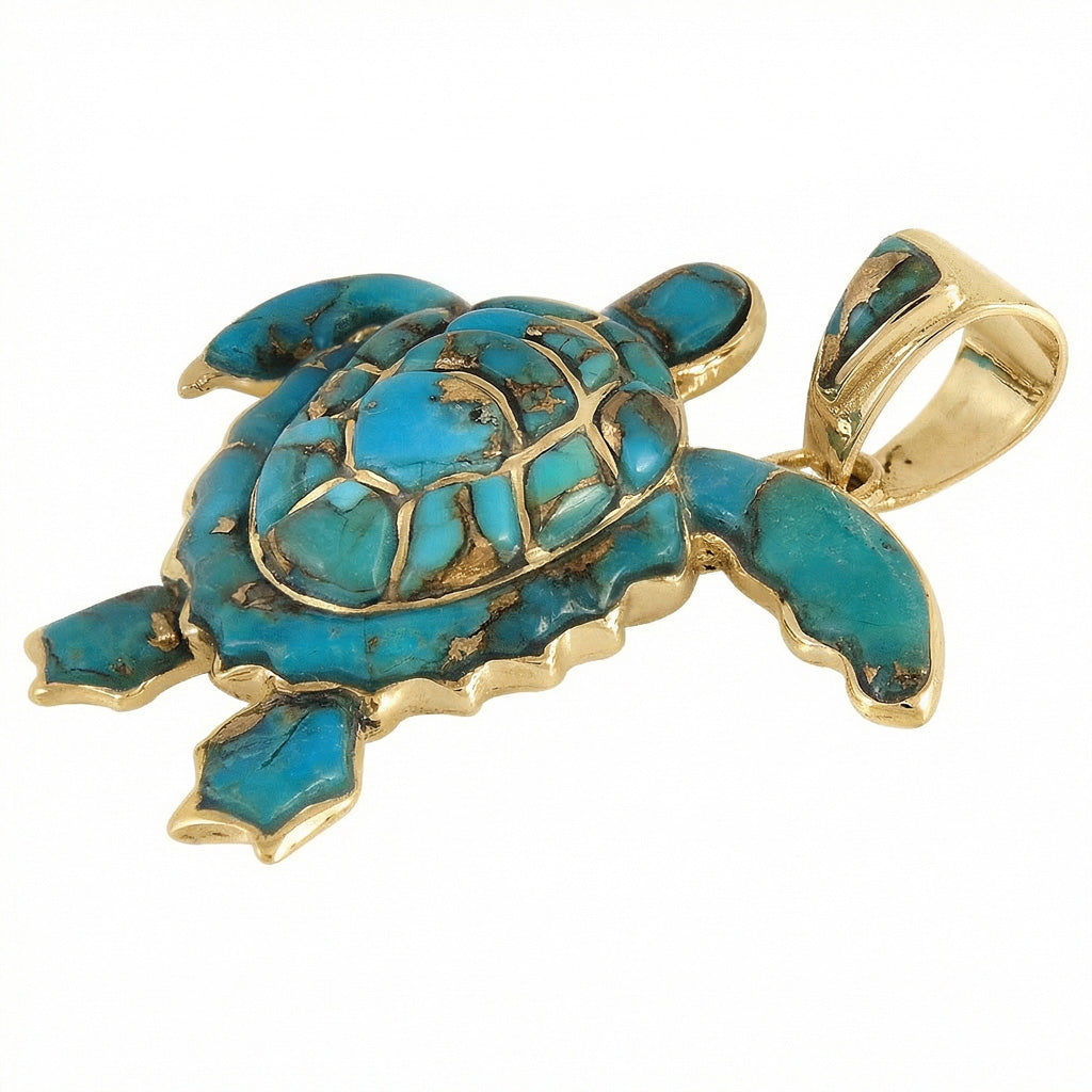 Matrix Turquoise Turtle Pendant GoldCopper™ P3180-GB-C84