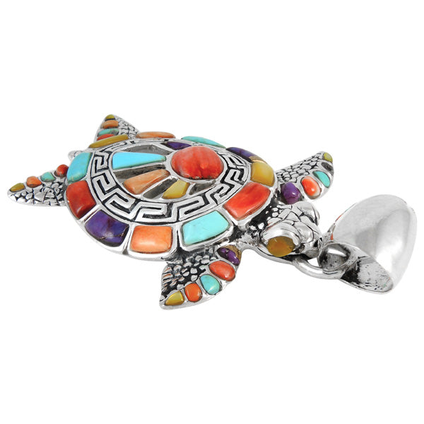 Sterling Silver Turtle Pendant Multicolor P3183-C01