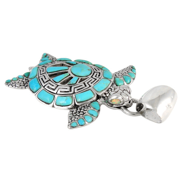 Sterling Silver Turtle Pendant Turquoise P3183-C05