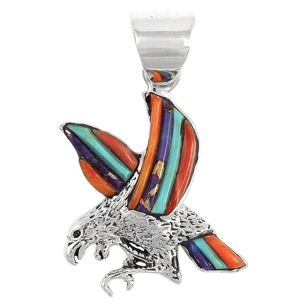 Sterling Silver Eagle Pendant Multicolor P3184-C51