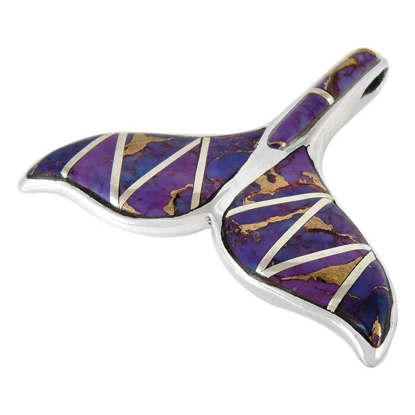 Sterling Silver Whale Tail Pendant Purple Turquoise P3188-C07
