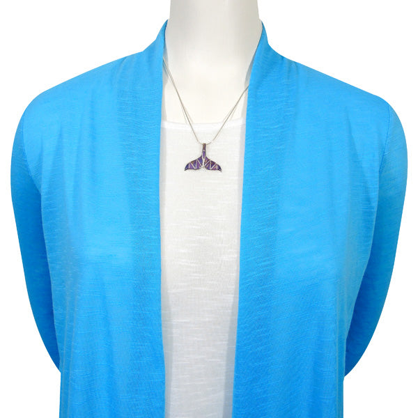 Sterling Silver Whale Tail Pendant Purple Turquoise P3188-C07