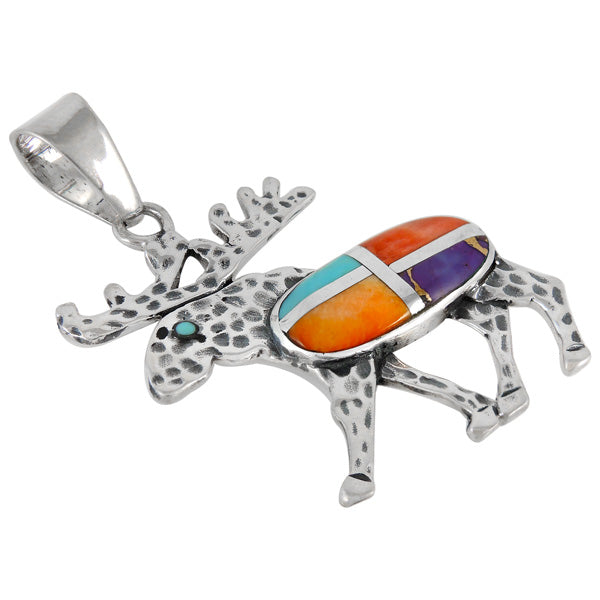 Sterling Silver Moose/Deer Pendant Turquoise P3208-C01