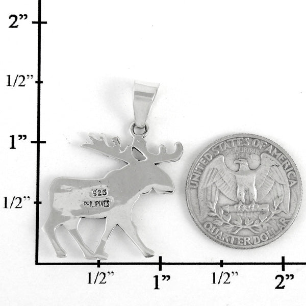 Sterling Silver Moose/Deer Pendant Turquoise P3208-C01